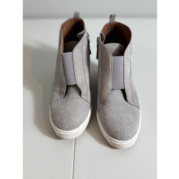 Linea Paolo sneaker suede gray open weave wedge bootie zip ankle Sz 6M - Picture 2 of 10
